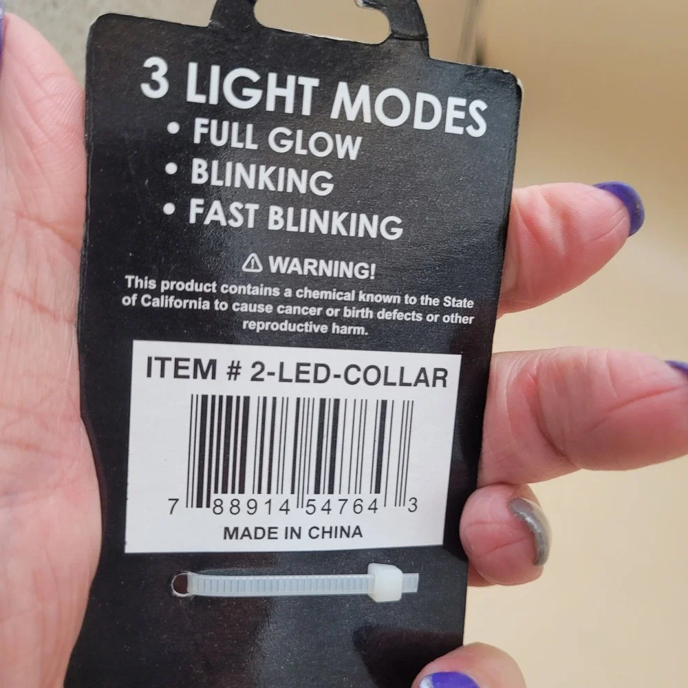 LED Light Up Safety Dog Collar Reflective Turquoise Blue 3 Modes 18in PS125
